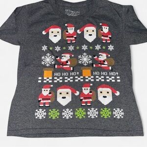 Fifth Sun Charcoal Santa and Snowflakes Kids T-Shirt